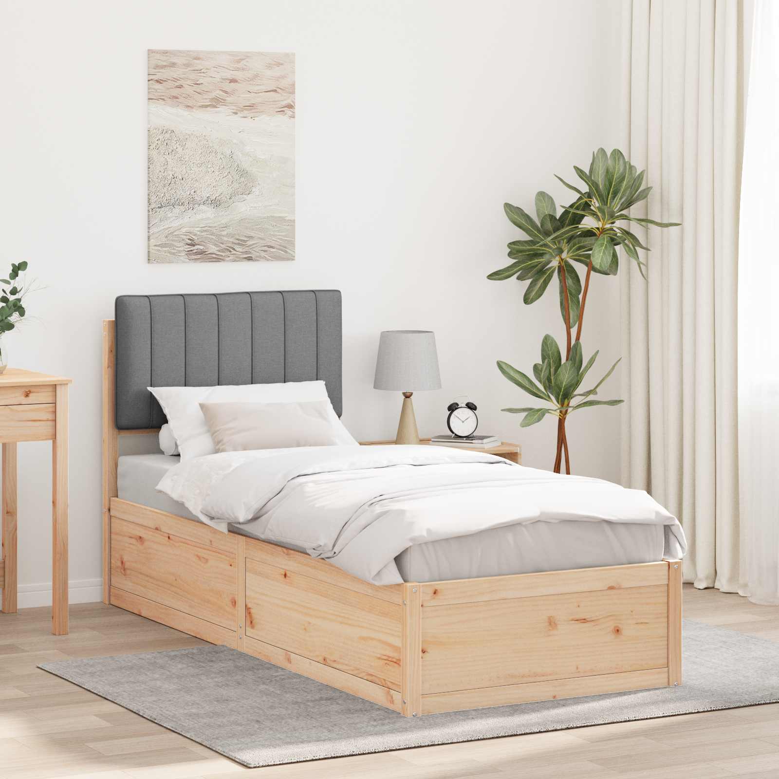 Letto con Testiera Rivestita Grigio chiaro 75 x 190 cm | homemem39