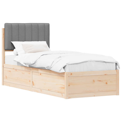 Letto con Testiera Rivestita Grigio chiaro 75 x 190 cm | homemem39
