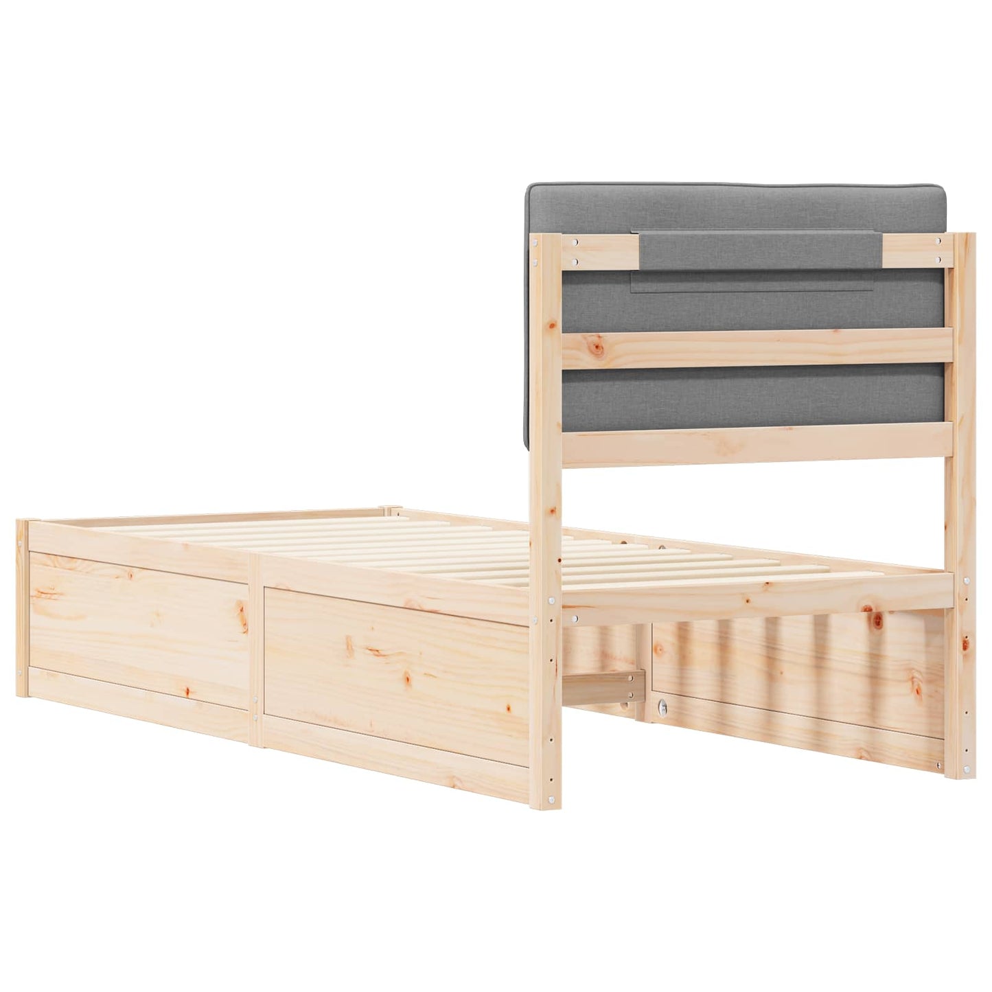 Letto con Testiera Rivestita Grigio chiaro 75 x 190 cm | homemem39