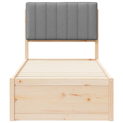Letto con Testiera Rivestita Grigio chiaro 75 x 190 cm | homemem39