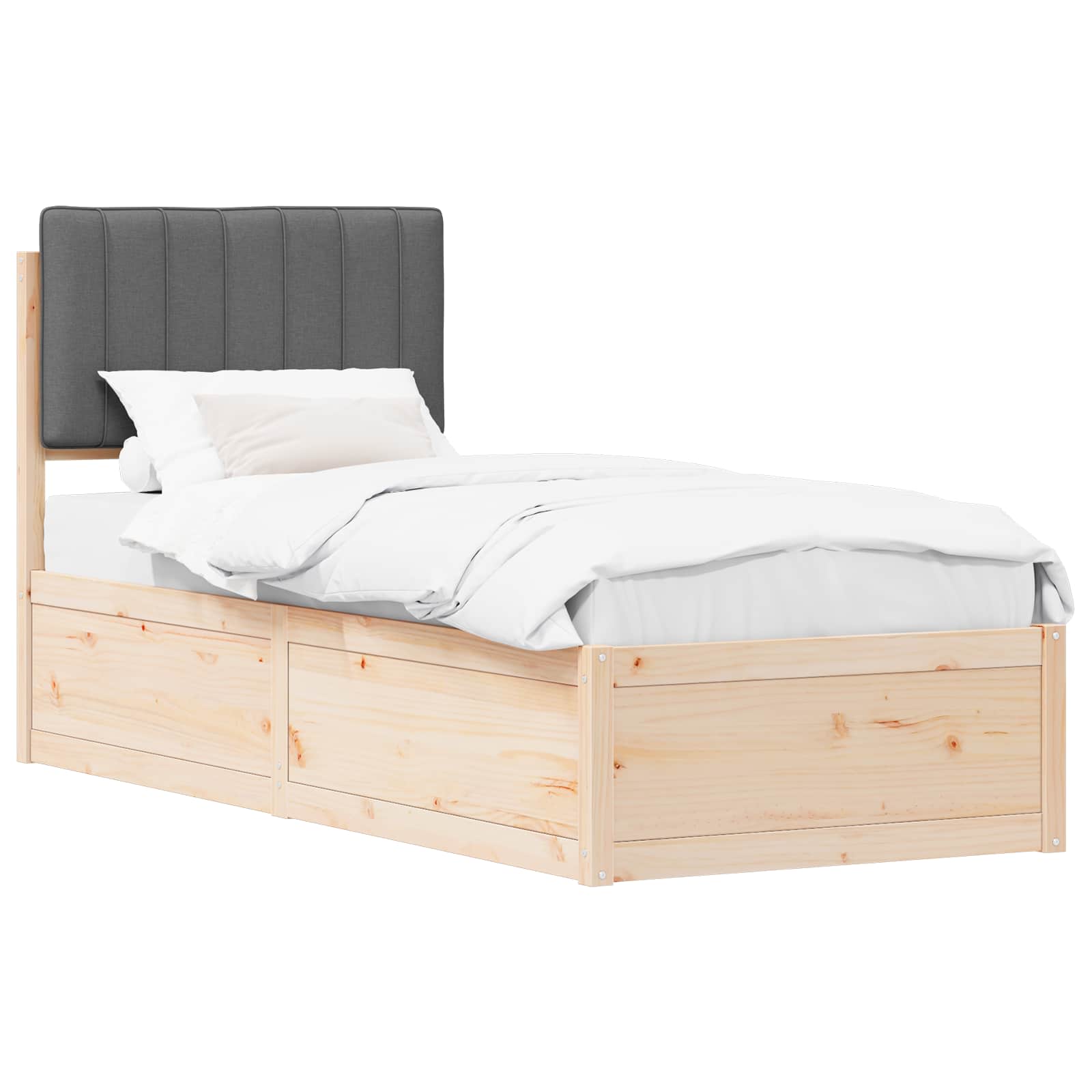 Letto con Testiera Rivestita Grigio scuro 75 x 190 cm | homemem39