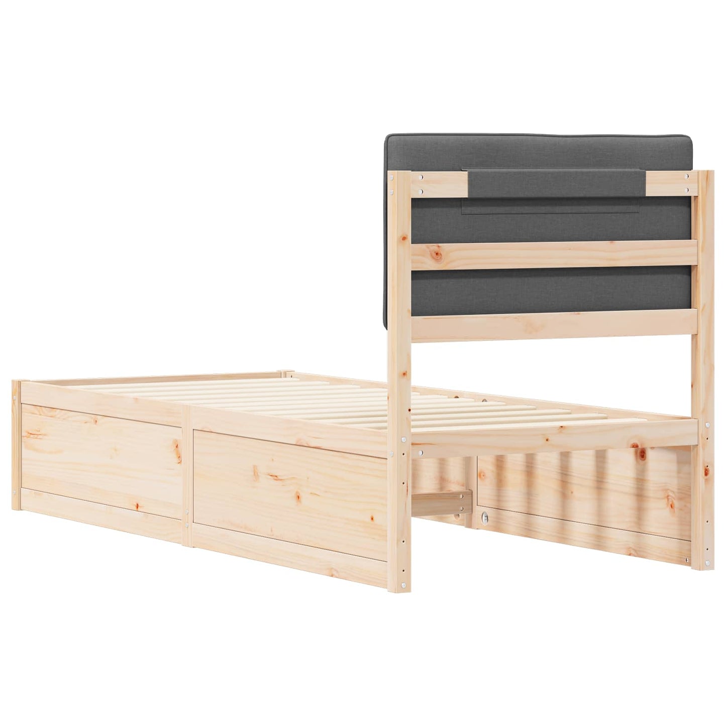 Letto con Testiera Rivestita Grigio scuro 75 x 190 cm | homemem39