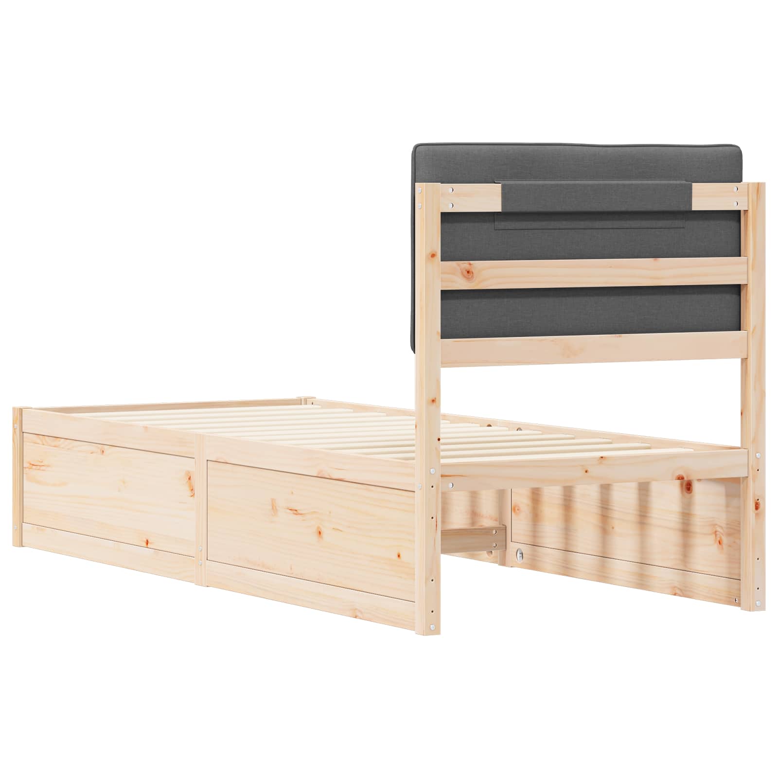 Letto con Testiera Rivestita Grigio scuro 75 x 190 cm | homemem39