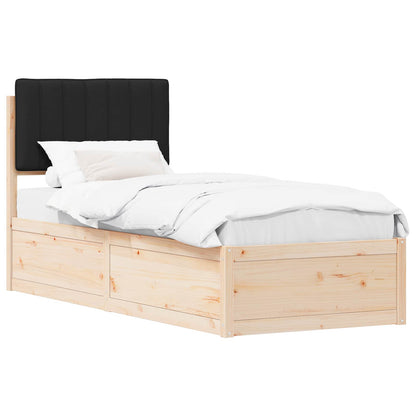Letto con Testiera Rivestita Nero 75 x 190 cm Pino massello | homemem39