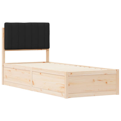Letto con Testiera Rivestita Nero 75 x 190 cm Pino massello | homemem39