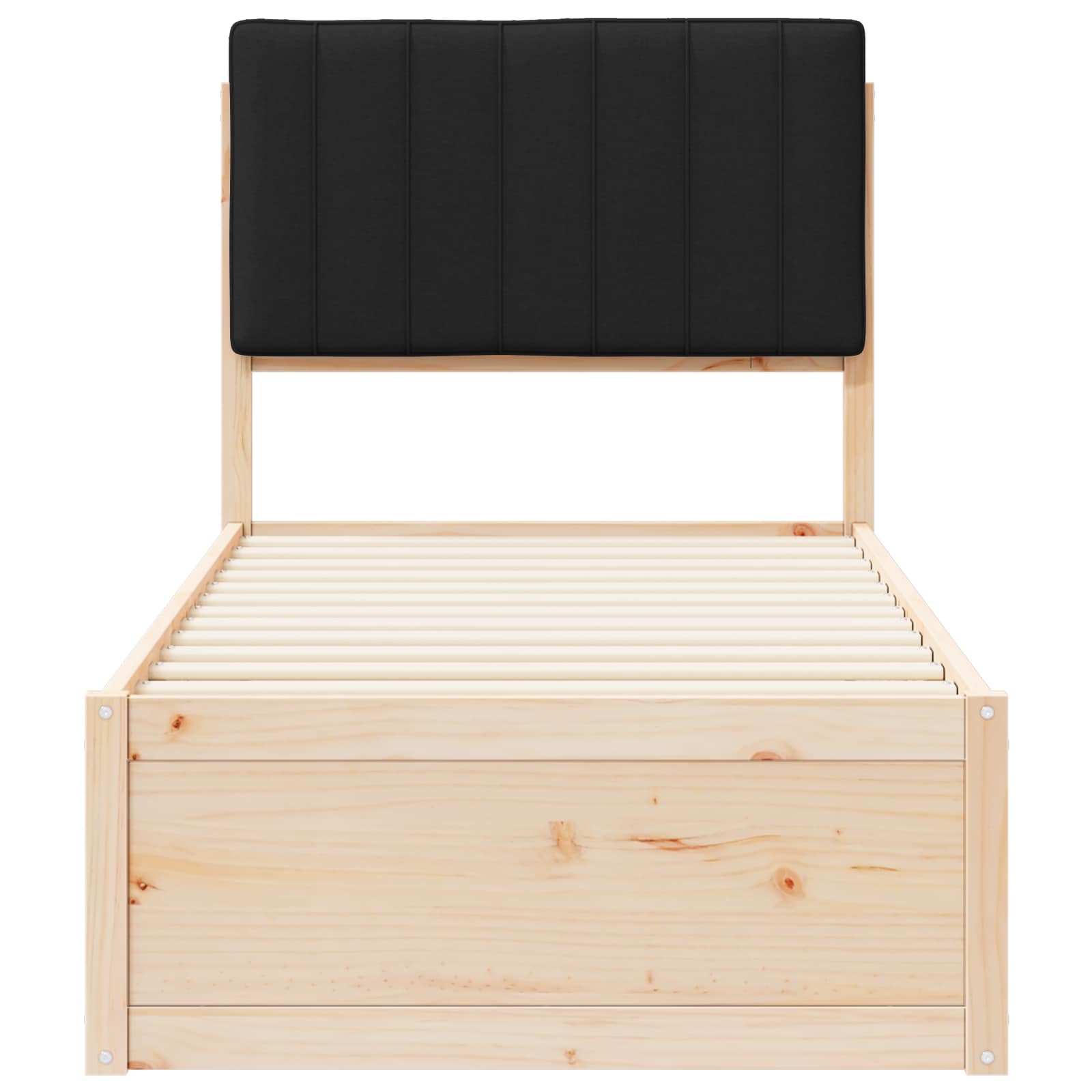 Letto con Testiera Rivestita Nero 75 x 190 cm Pino massello | homemem39