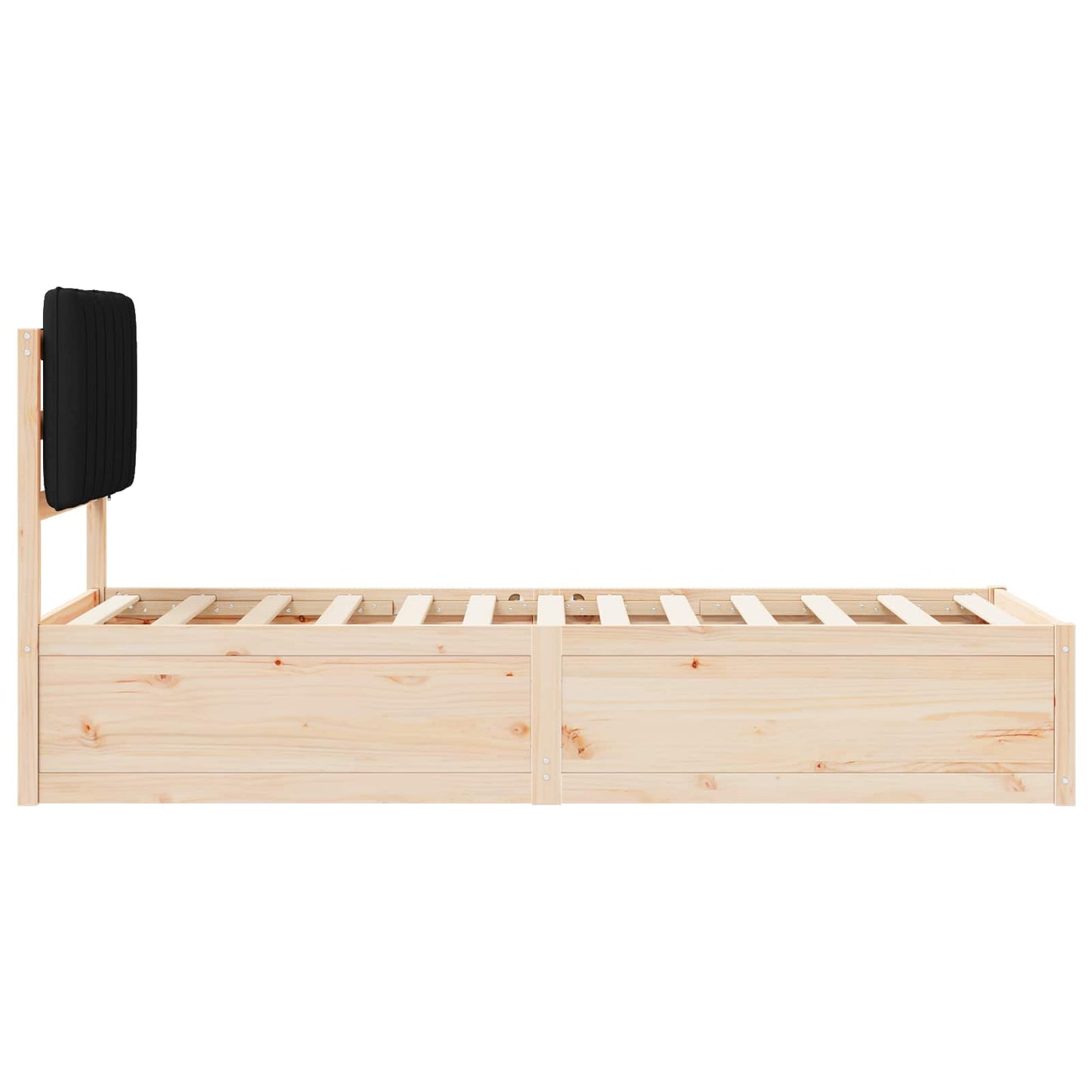 Letto con Testiera Rivestita Nero 75 x 190 cm Pino massello | homemem39