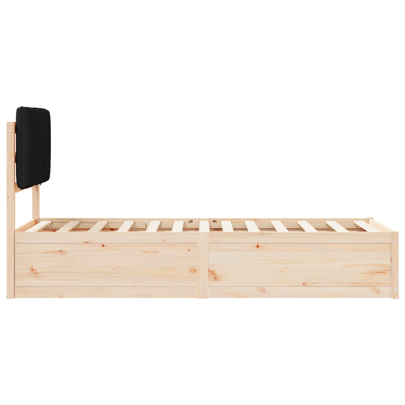 Letto con Testiera Rivestita Nero 75 x 190 cm Pino massello | homemem39