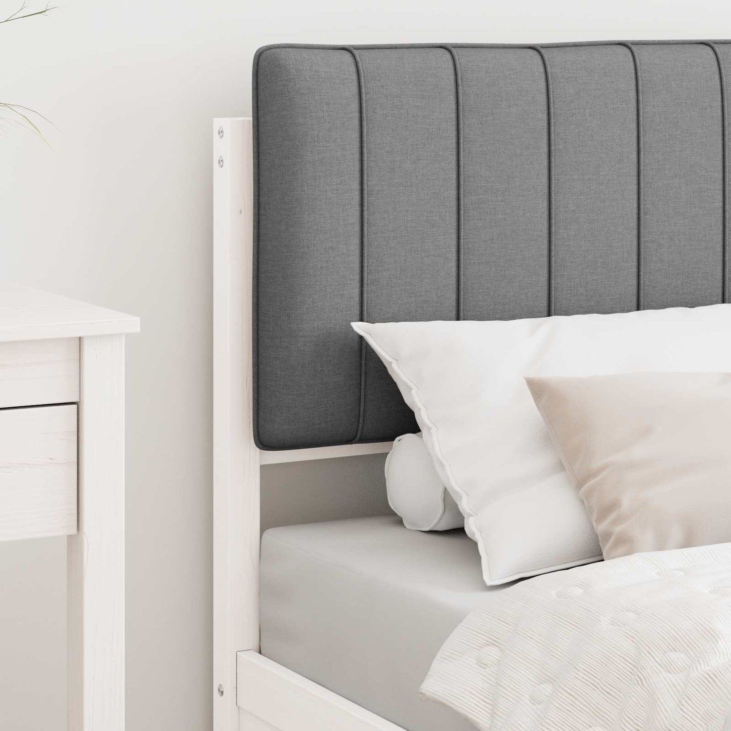 Letto con Testiera Rivestita Grigio chiaro 75 x 190 cm | homemem39