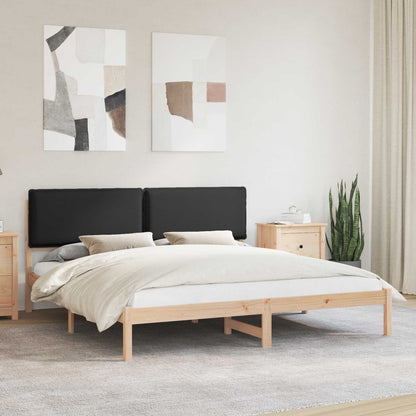 Letto con Testiera Rivestita Nero 180 x 200 cm Pino massello