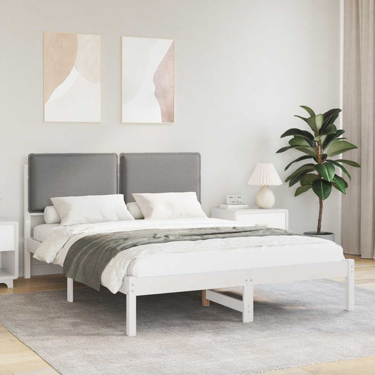 Letto con Testiera Rivestita Grigio chiaro 140 x 200 cm