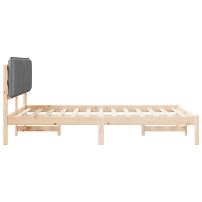 Letto con Testiera Rivestita Marrone e Grigio Chiaro | homemem39