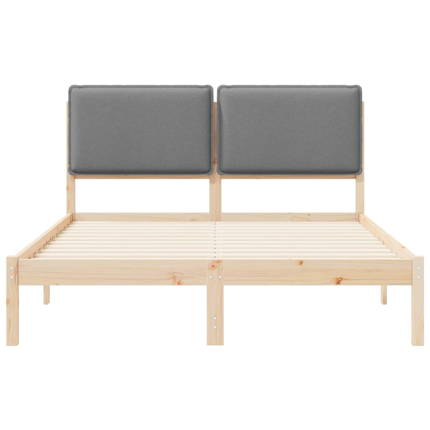 Letto con Testiera Rivestita Grigio chiaro 135 x 190 cm