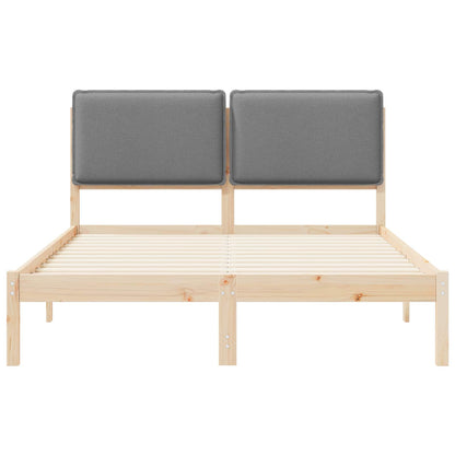 Letto con Testiera Rivestita Grigio chiaro 135 x 190 cm