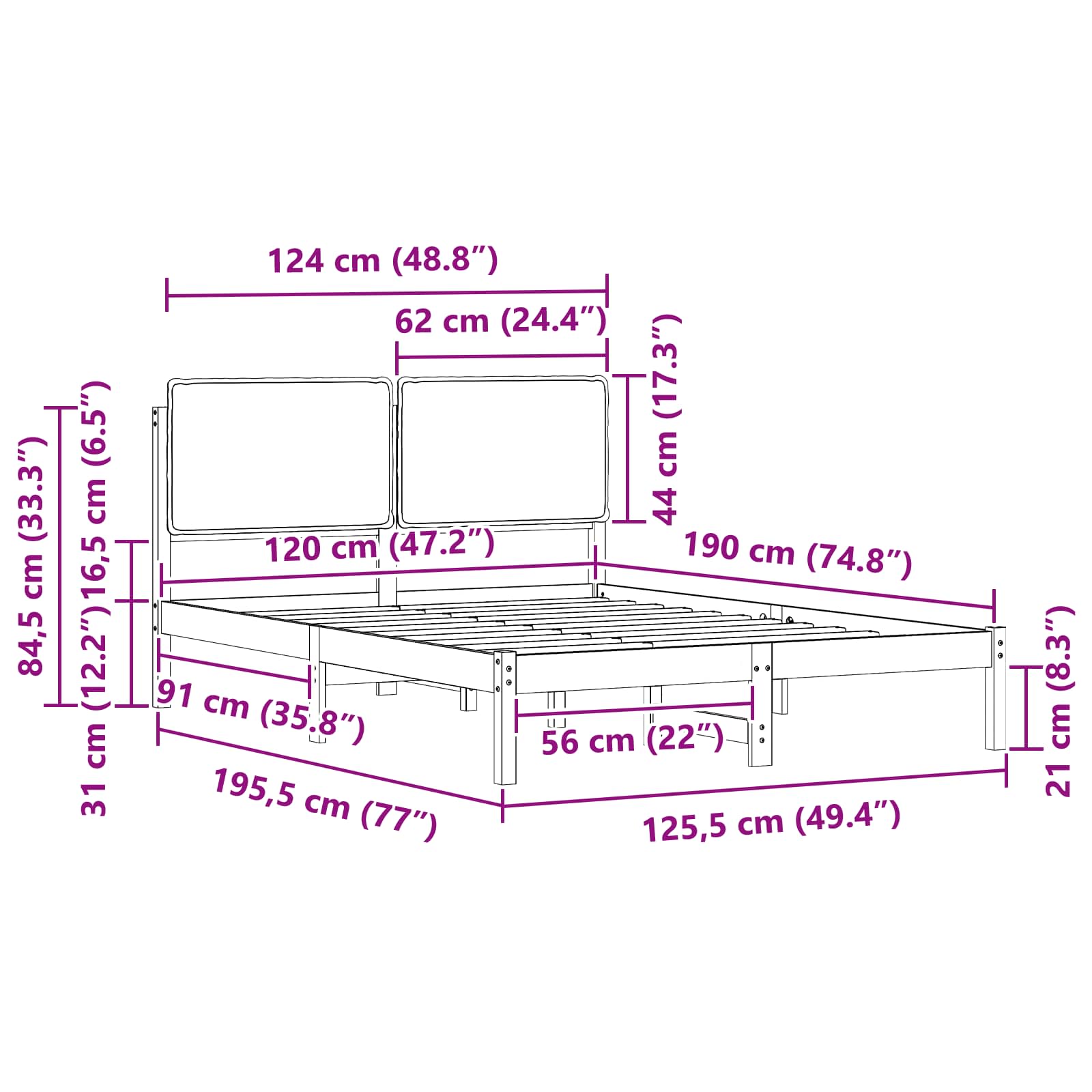 Letto con Testiera Rivestita Grigio chiaro 120 x 190 cm | homemem39