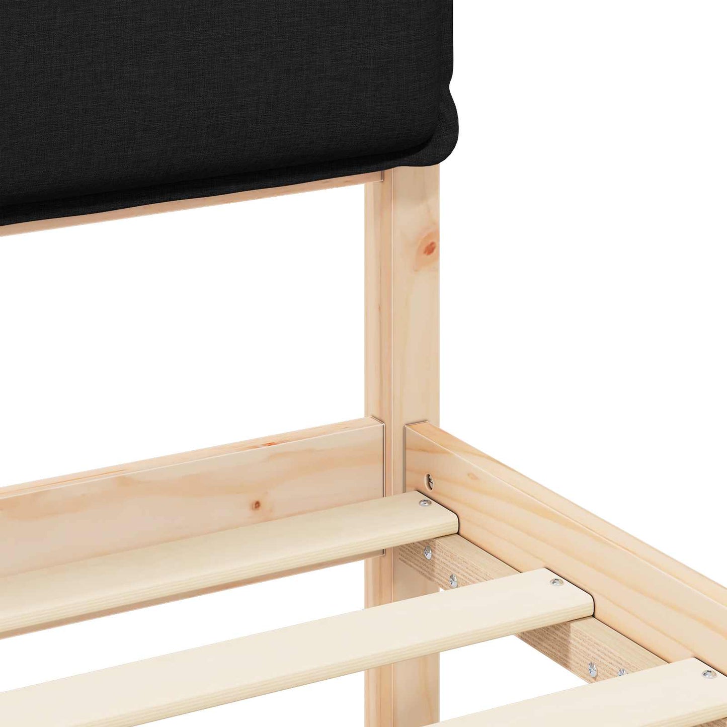 Letto con Testiera Rivestita Nero 100 x 200 cm Pino massello