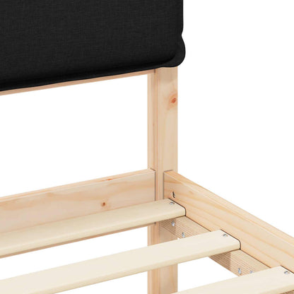 Letto con Testiera Rivestita Nero 100 x 200 cm Pino massello