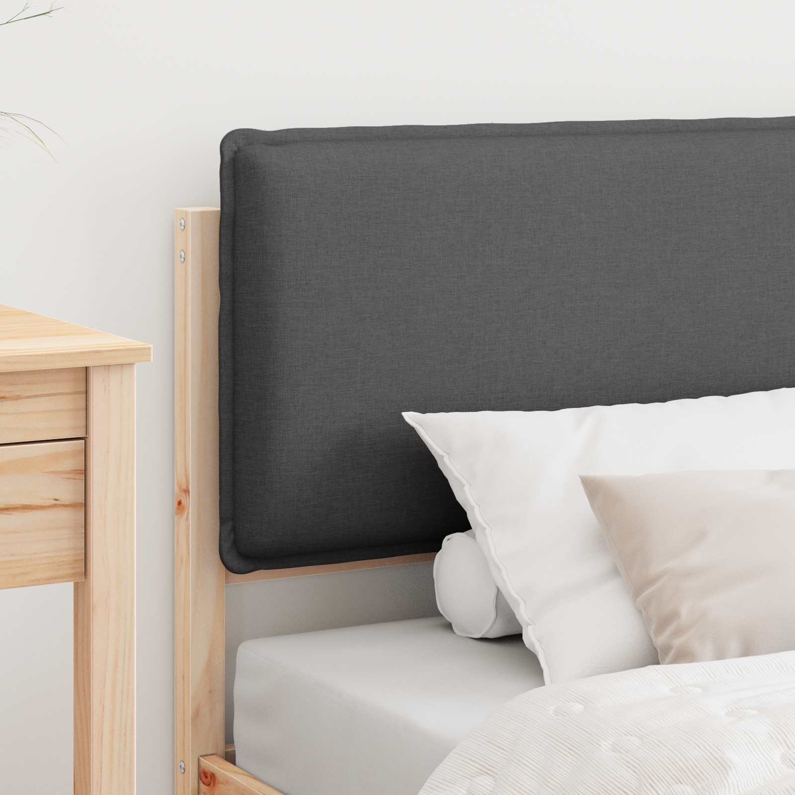 Letto con Testiera Rivestita Marrone e grigio scuro 90 x 200 cm | homemem39