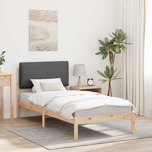 Letto con Testiera Rivestita Marrone e grigio scuro 90 x 200 cm | homemem39