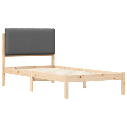 Letto con Testiera Rivestita Marrone e grigio scuro 90 x 200 cm | homemem39