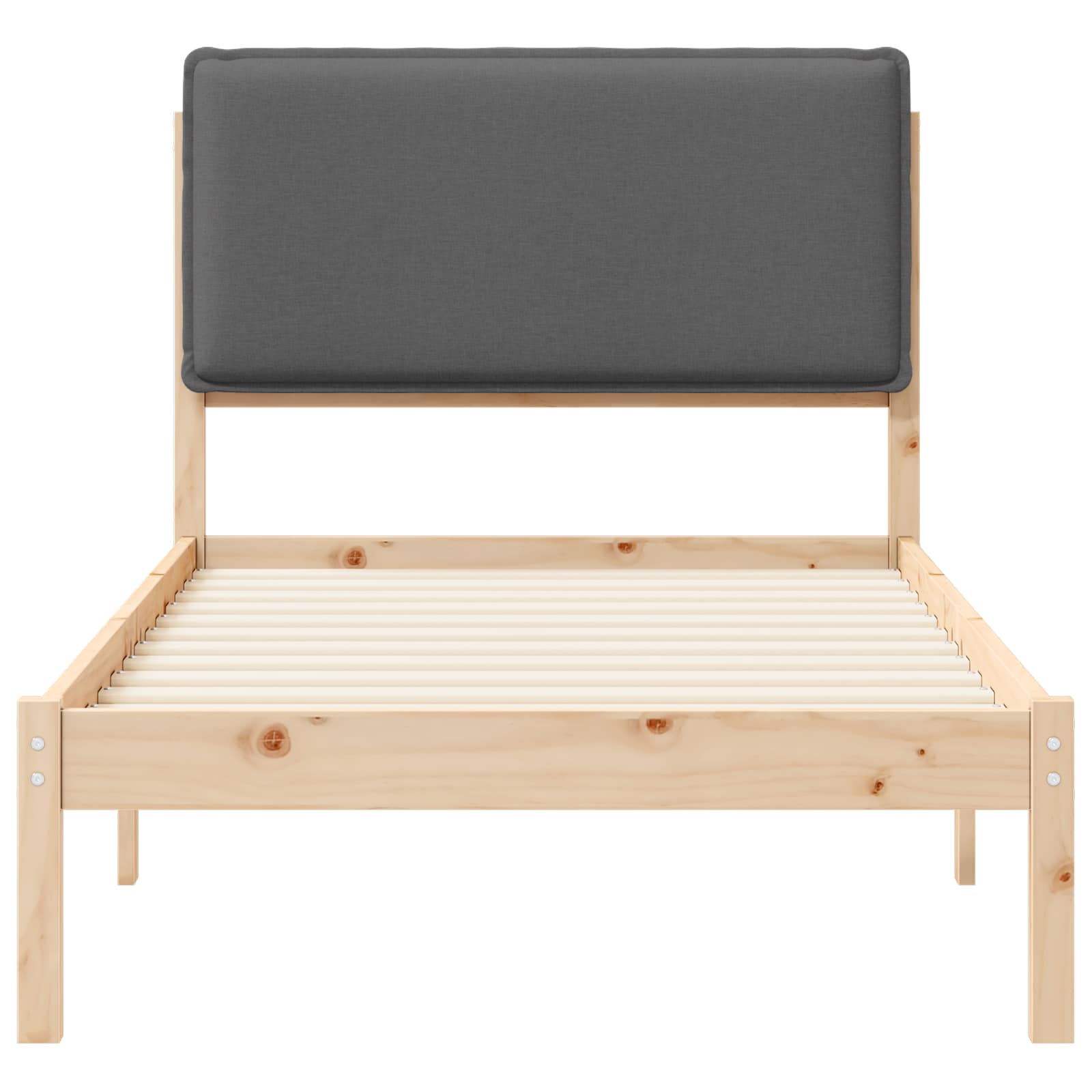Letto con Testiera Rivestita Marrone e grigio scuro 90 x 200 cm | homemem39