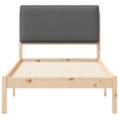 Letto con Testiera Rivestita Marrone e grigio scuro 90 x 200 cm | homemem39