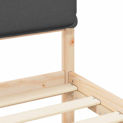 Letto con Testiera Rivestita Grigio scuro 75 x 190 cm