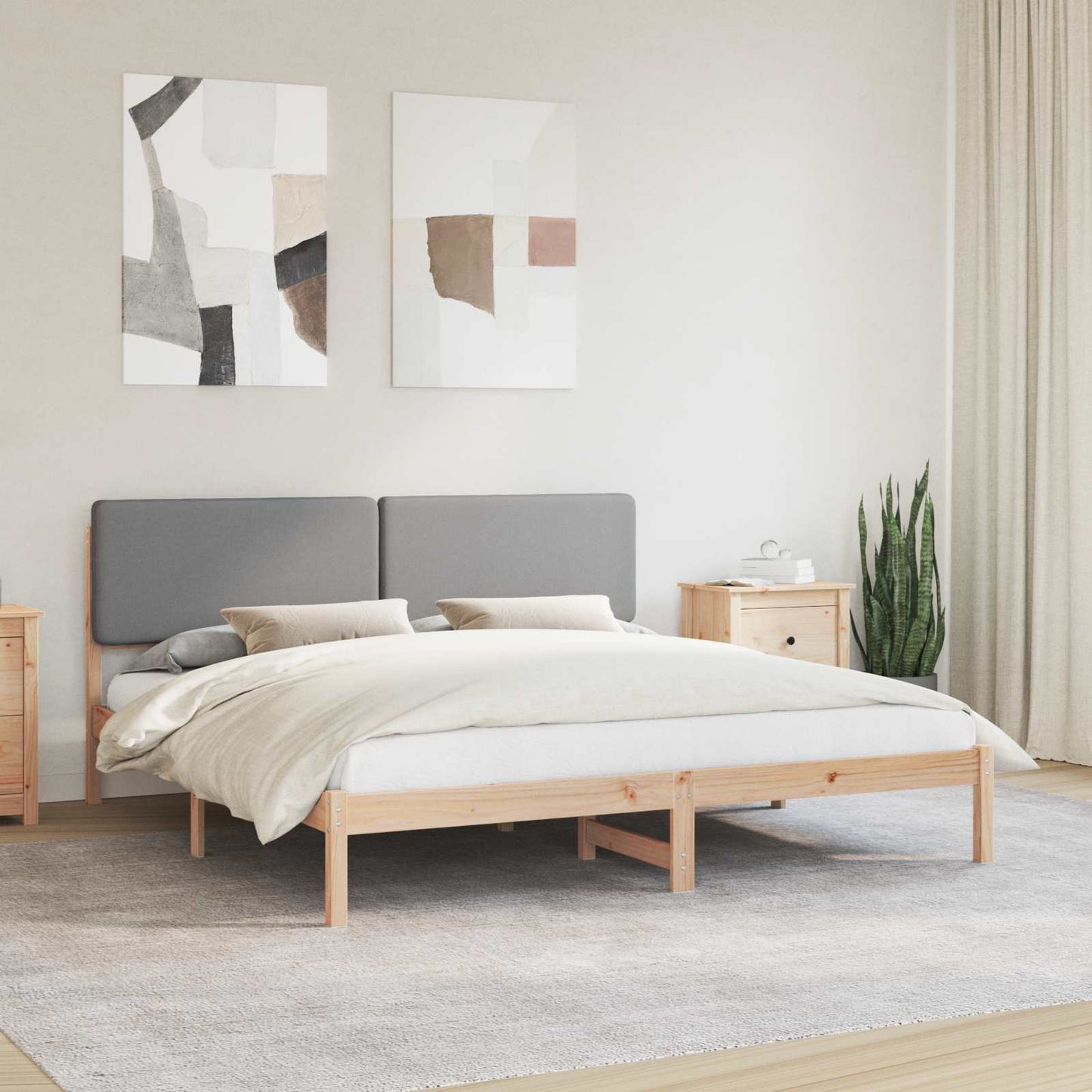 Letto con Testiera Rivestita Grigio chiaro 180 x 200 cm