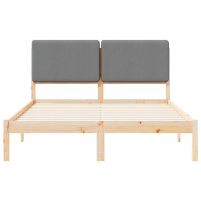 Letto con Testiera Rivestita Grigio chiaro 140 x 200 cm