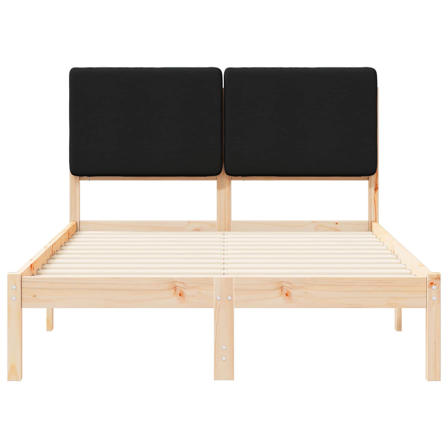 Letto con Testiera Rivestita Nero 120 x 200 cm Pino massello