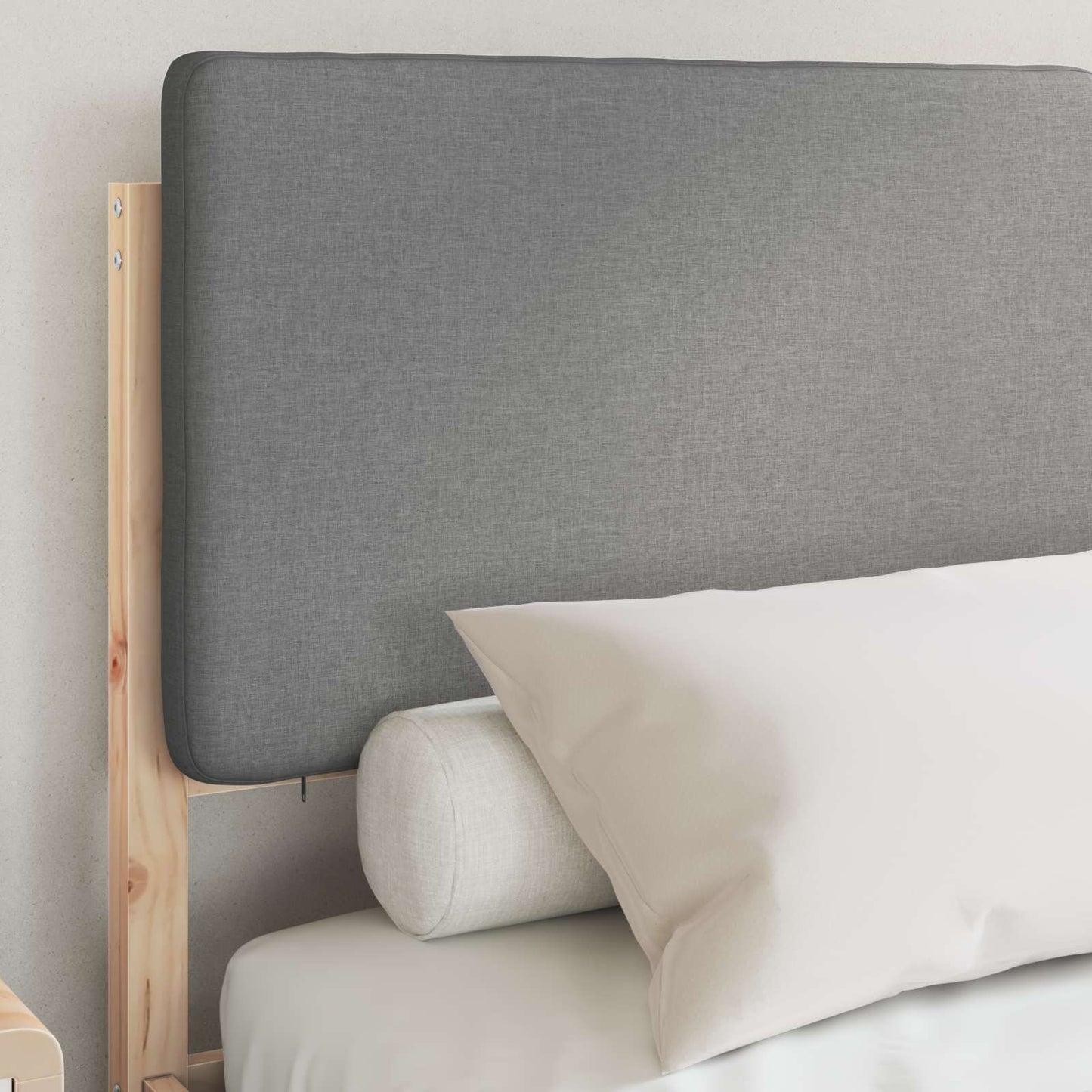 Letto con Testiera Rivestita Grigio chiaro 140 x 190 cm