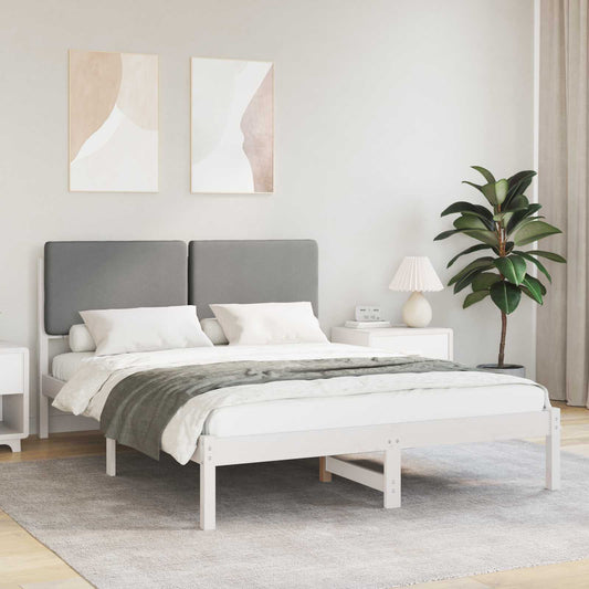 Letto con Testiera Rivestita Grigio chiaro 140 x 190 cm | homemem39