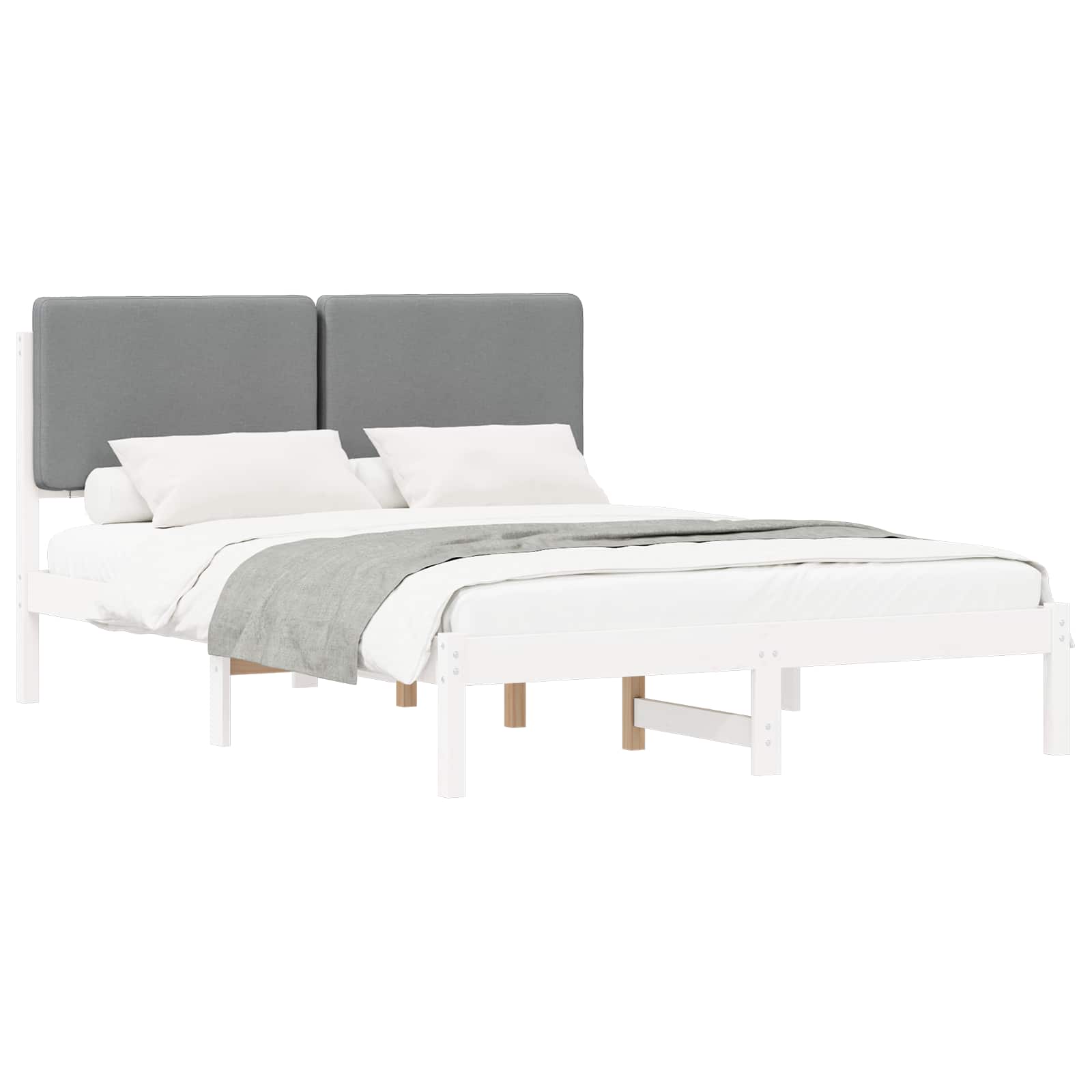 Letto con Testiera Rivestita Grigio chiaro 140 x 190 cm | homemem39