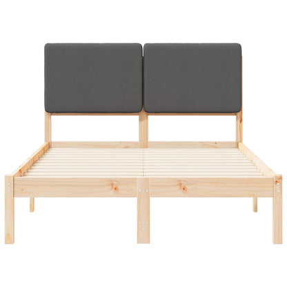 Letto con Testiera Rivestita Grigio scuro 135 x 190 cm