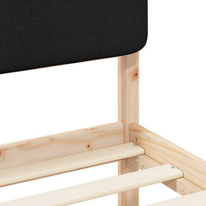 Letto con Testiera Rivestita Nero 100 x 200 cm Pino massello