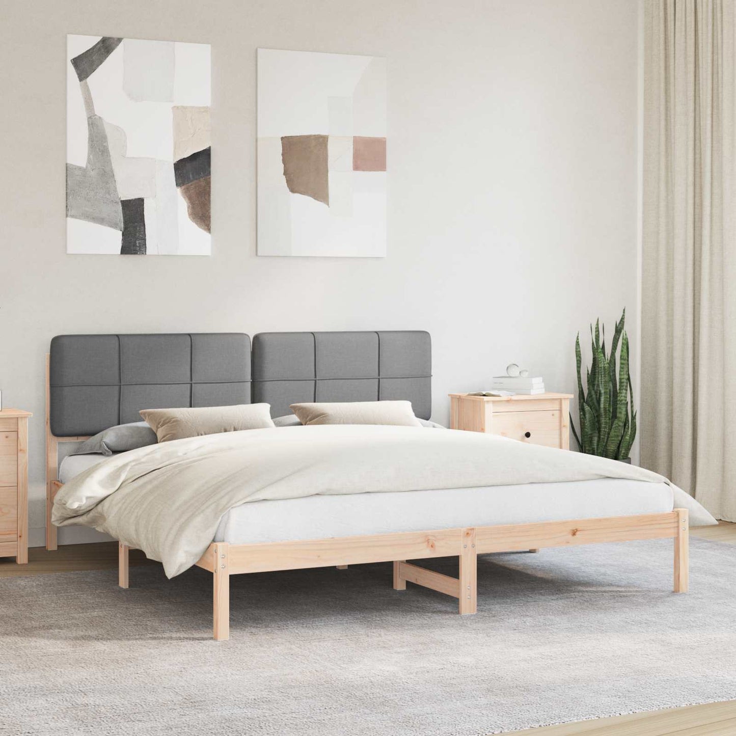 Letto con Testiera Rivestita Grigio chiaro 180 x 200 cm | homemem39