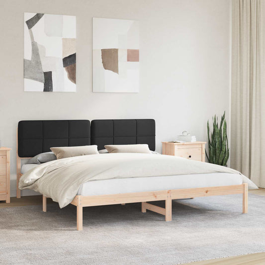 Letto con Testiera Rivestita Nero 180 x 200 cm Pino massello | homemem39