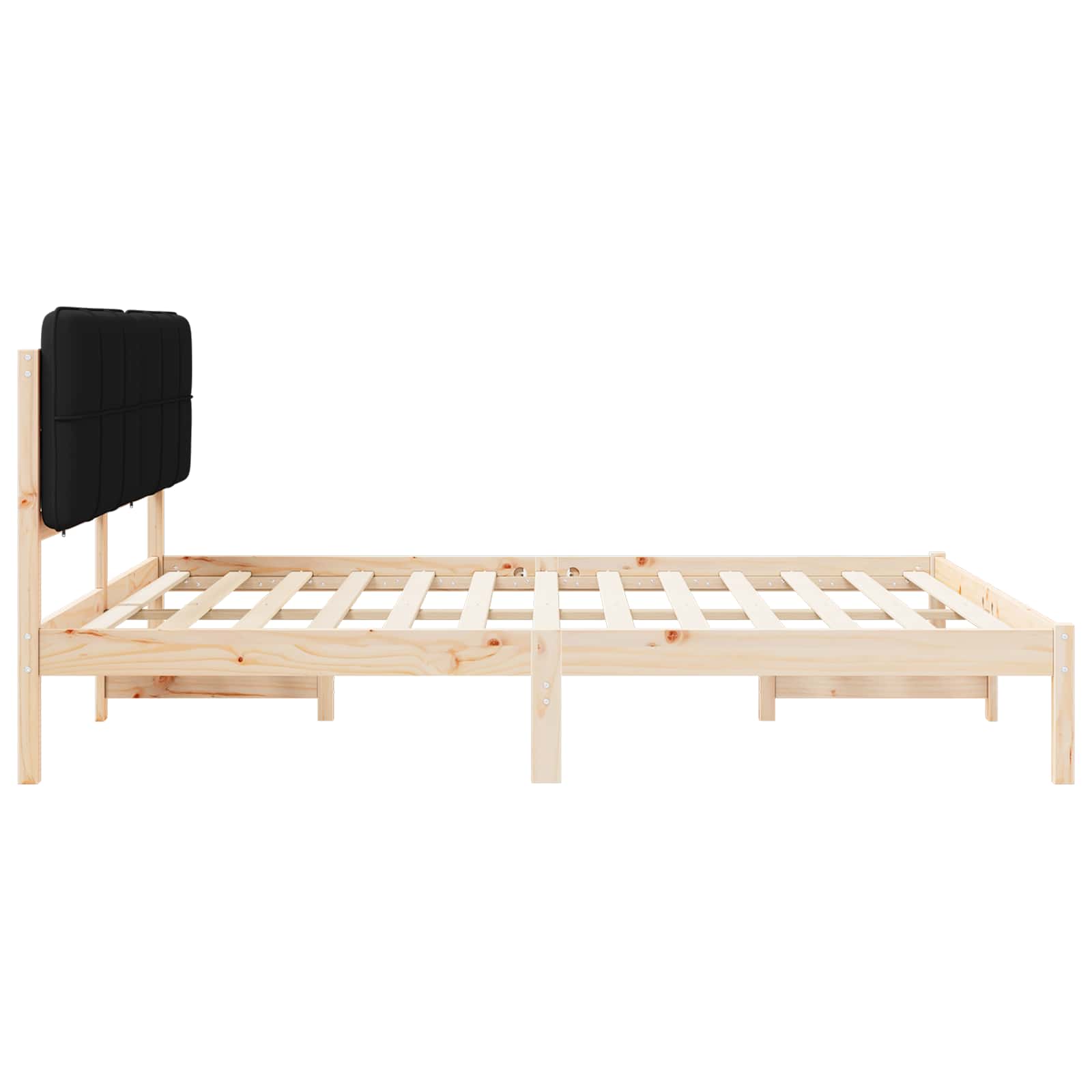 Letto con Testiera Rivestita Nero 180 x 200 cm Pino massello | homemem39