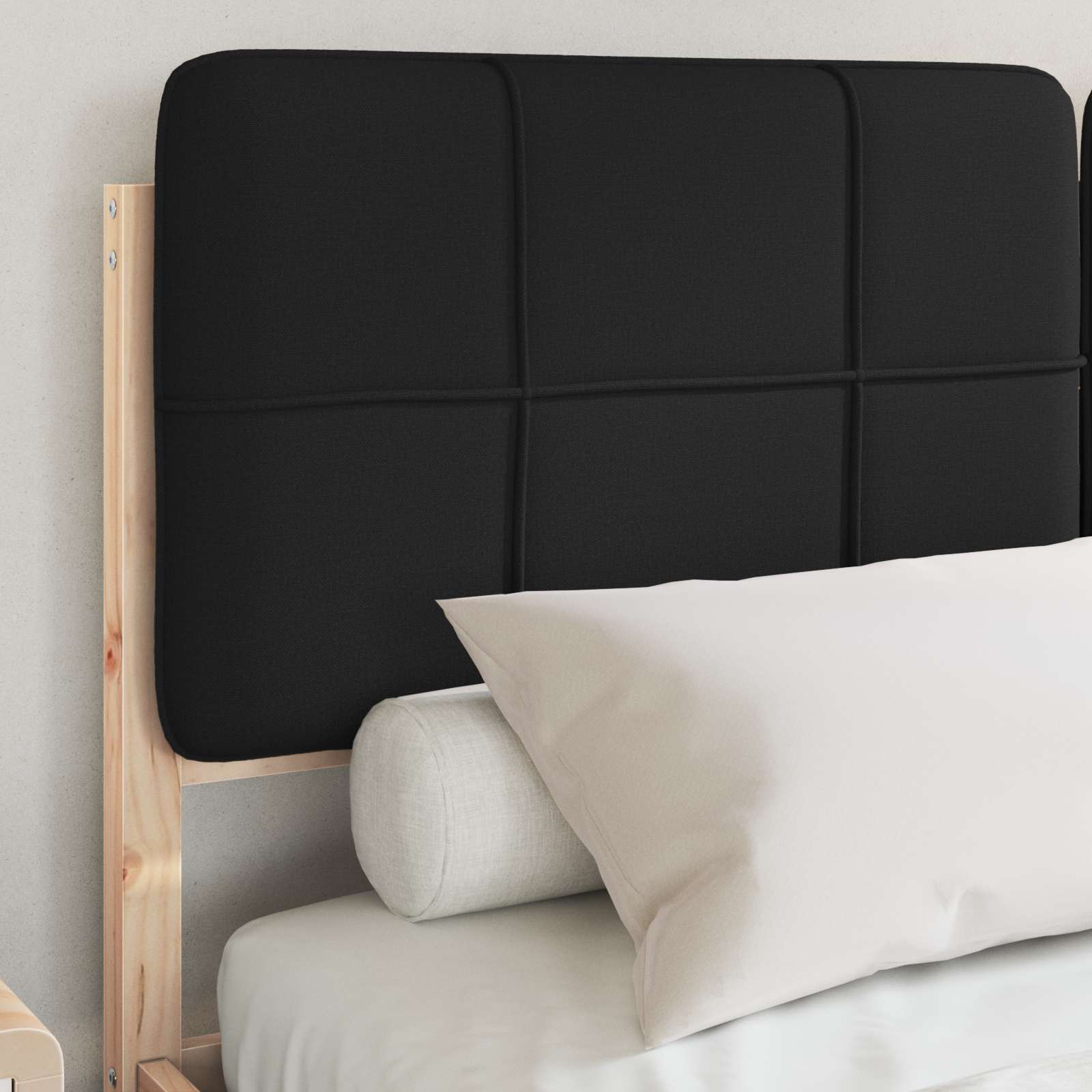 Letto con Testiera Rivestita Nero 160 x 200 cm Pino massello | homemem39