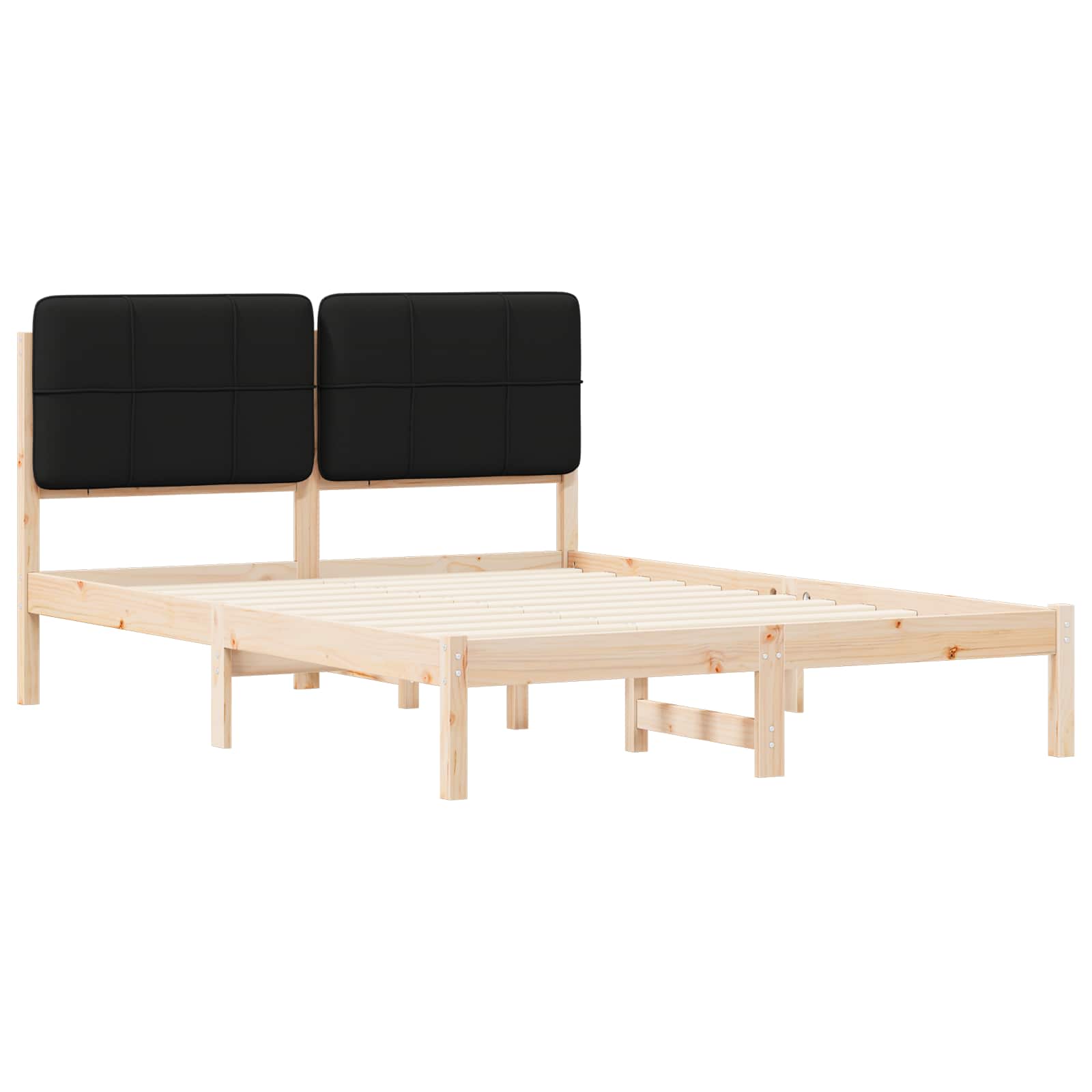 Letto con Testiera Rivestita Nero 160 x 200 cm Pino massello | homemem39