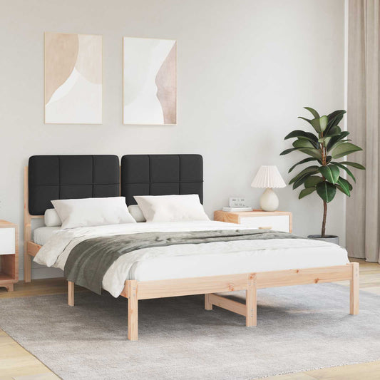 Letto con Testiera Rivestita Nero 150 x 200 cm Pino massello | homemem39