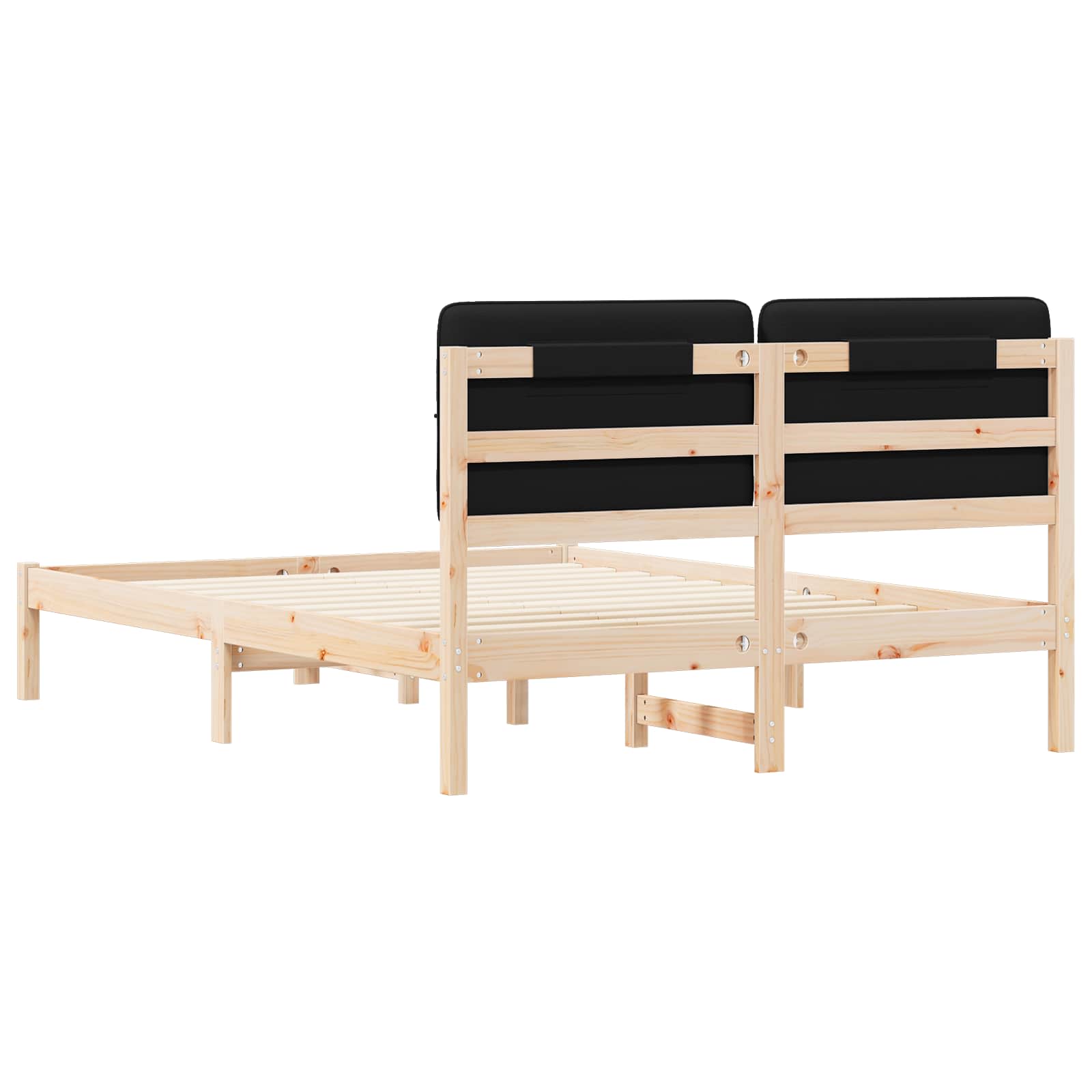 Letto con Testiera Rivestita Nero 150 x 200 cm Pino massello | homemem39
