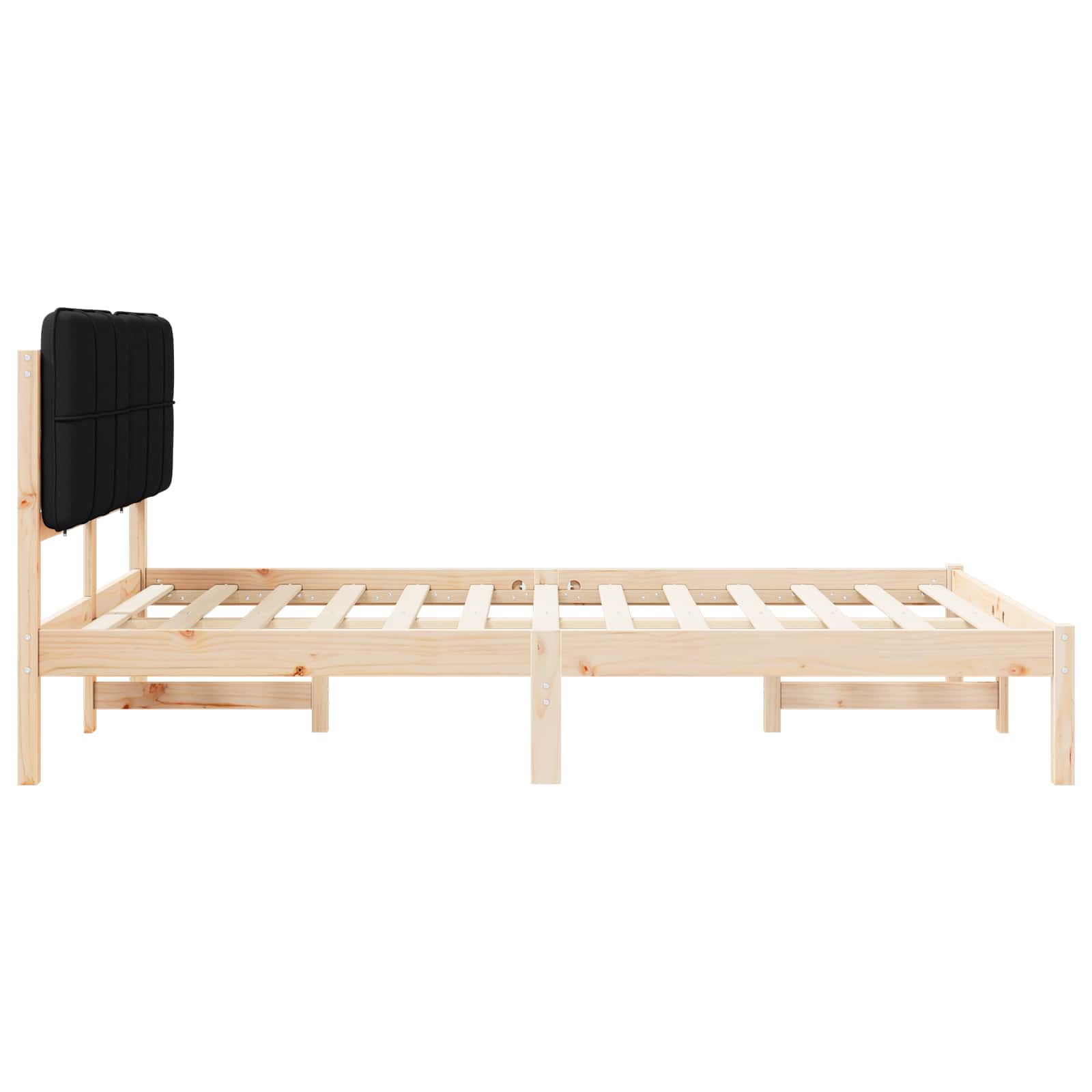 Letto con Testiera Rivestita Nero 150 x 200 cm Pino massello | homemem39
