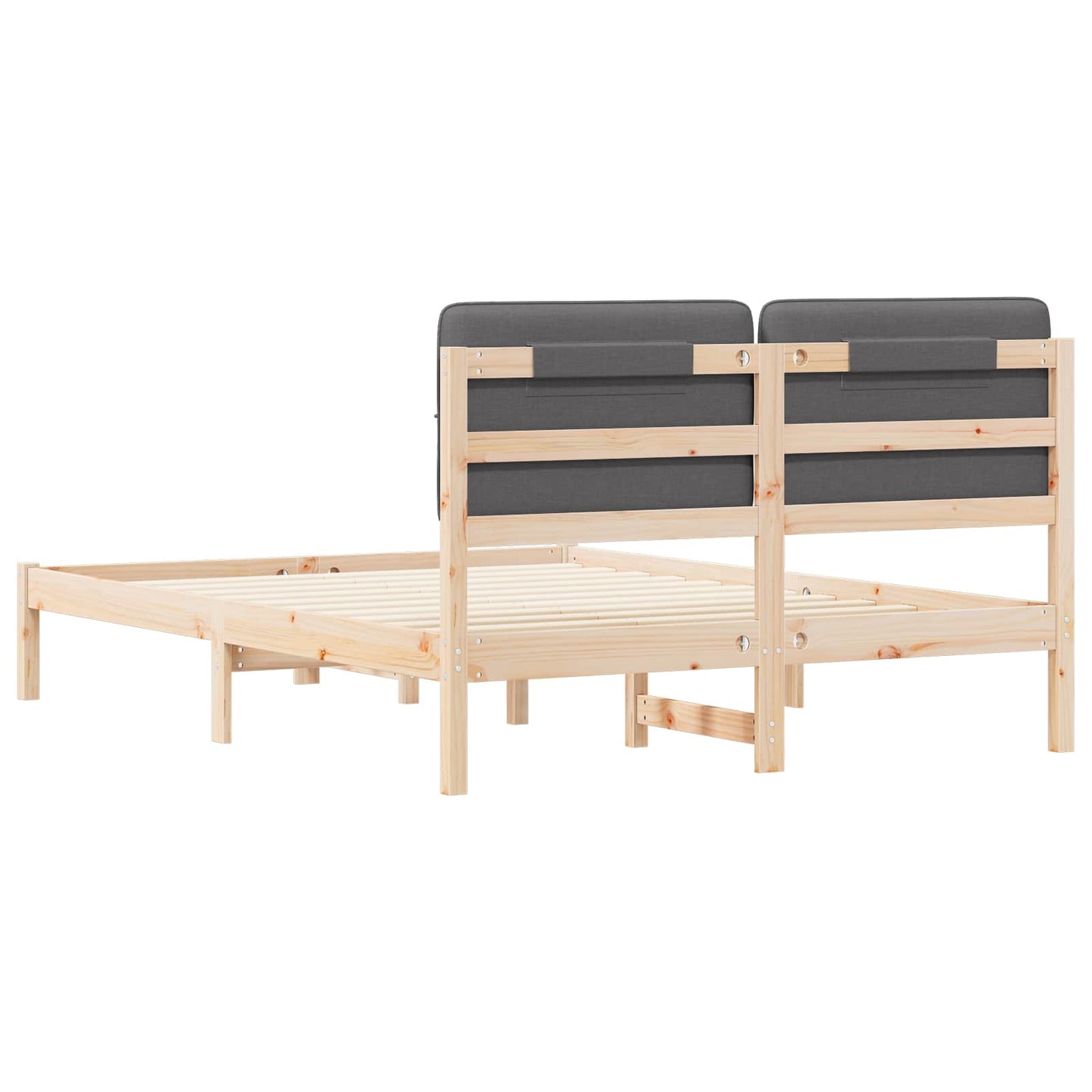 Letto con Testiera Rivestita Grigio scuro 140 x 200 cm | homemem39