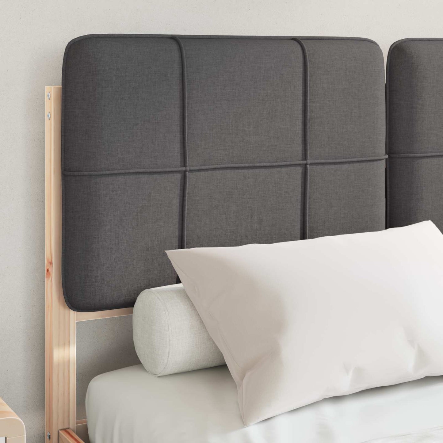 Letto con Testiera Rivestita Grigio scuro 120 x 200 cm | homemem39