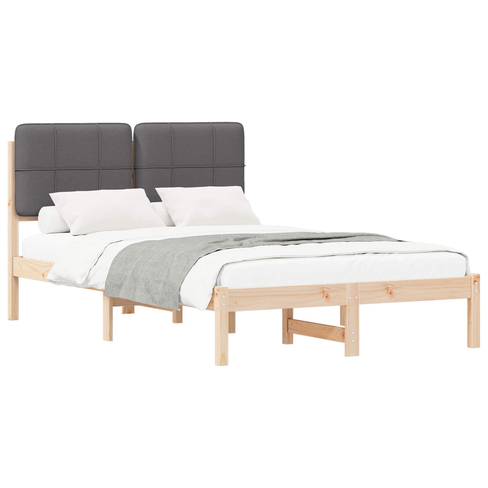 Letto con Testiera Rivestita Grigio scuro 120 x 200 cm | homemem39