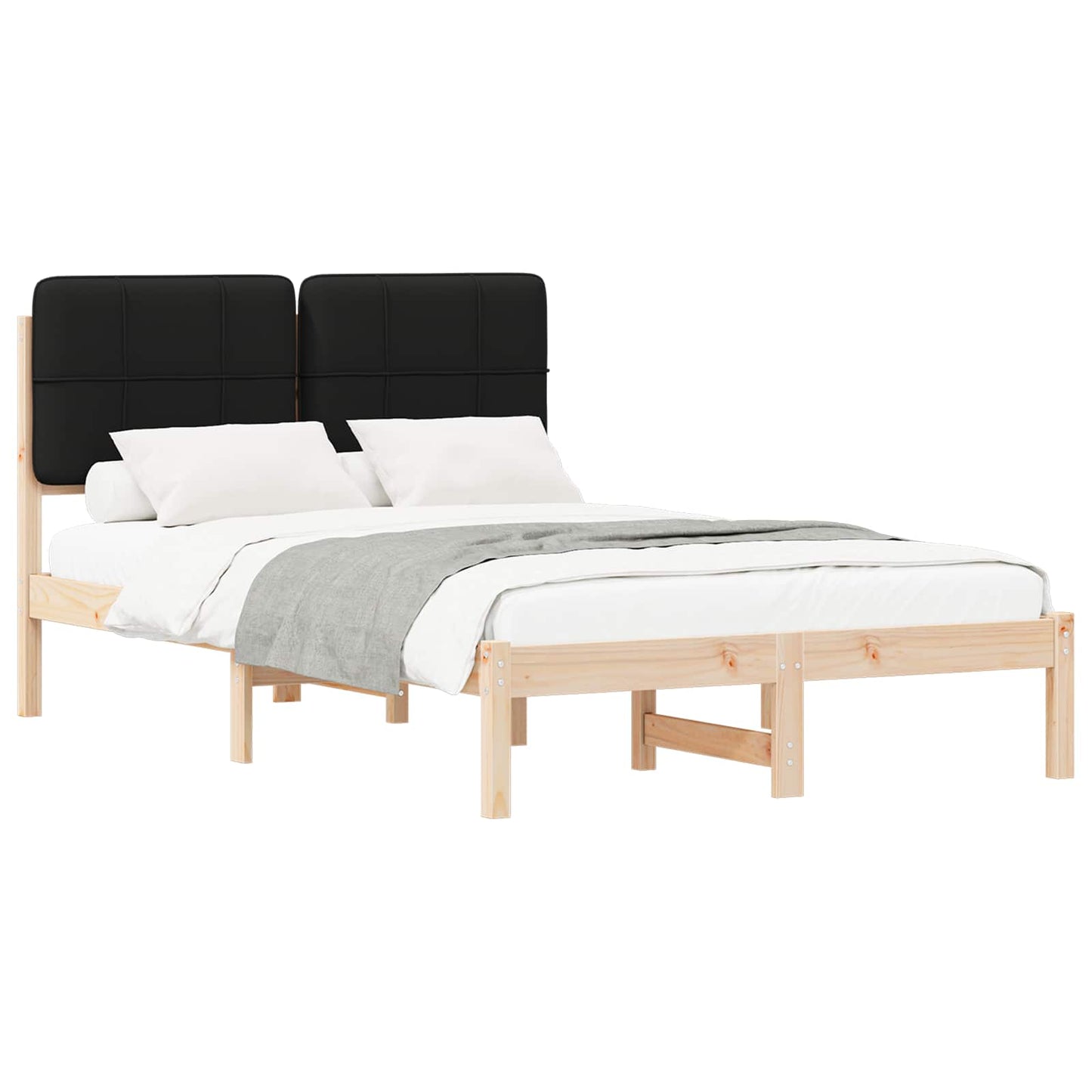 Letto con Testiera Rivestita Nero 120 x 200 cm Pino massello | homemem39