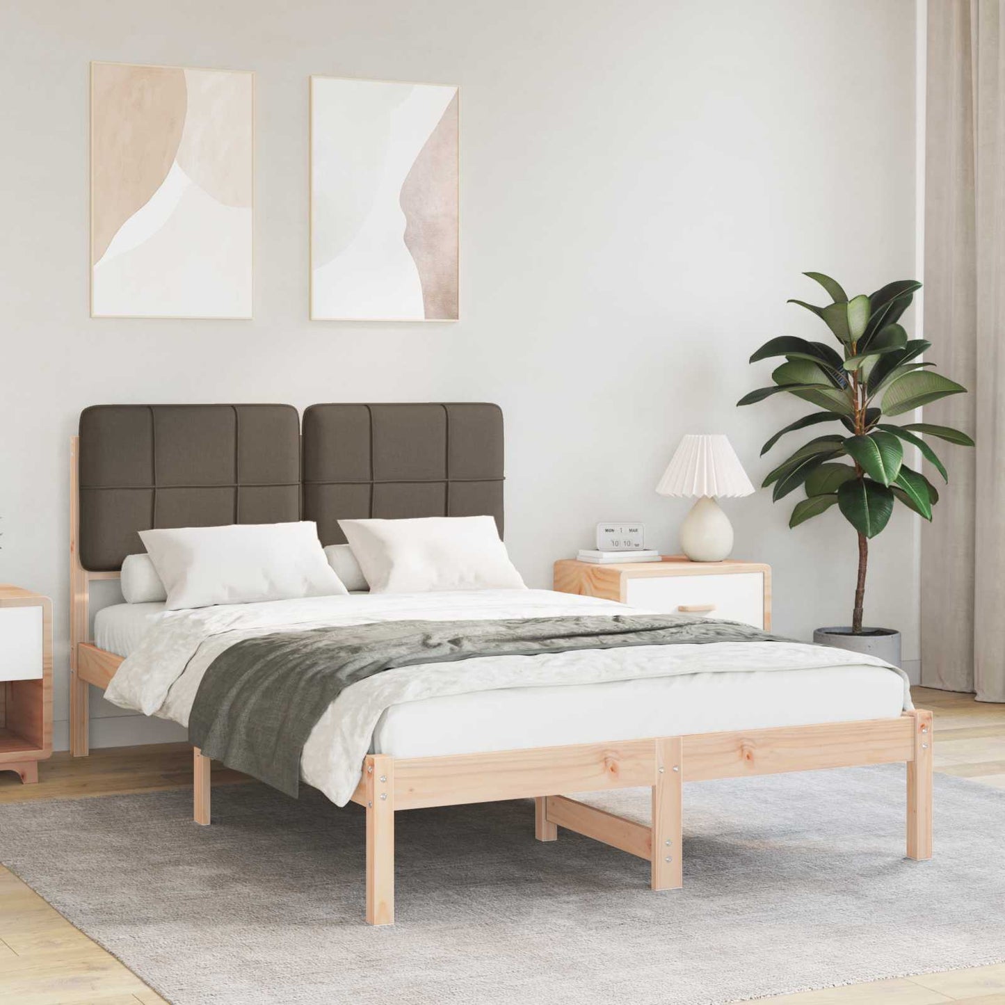 Letto con Testiera Rivestita Talpa 120 x 200 cm Pino massello | homemem39