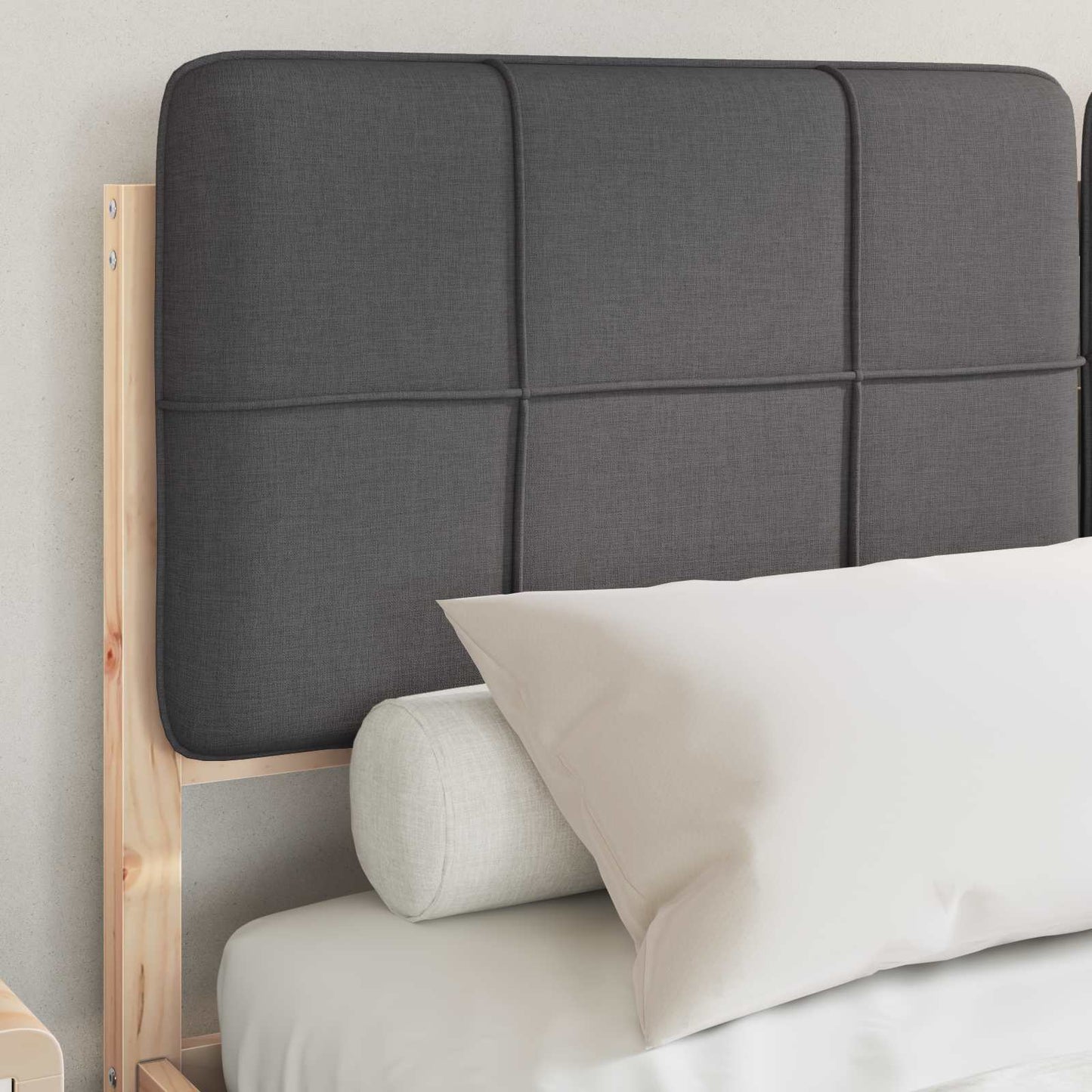 Letto con Testiera Rivestita Grigio scuro 140 x 190 cm | homemem39