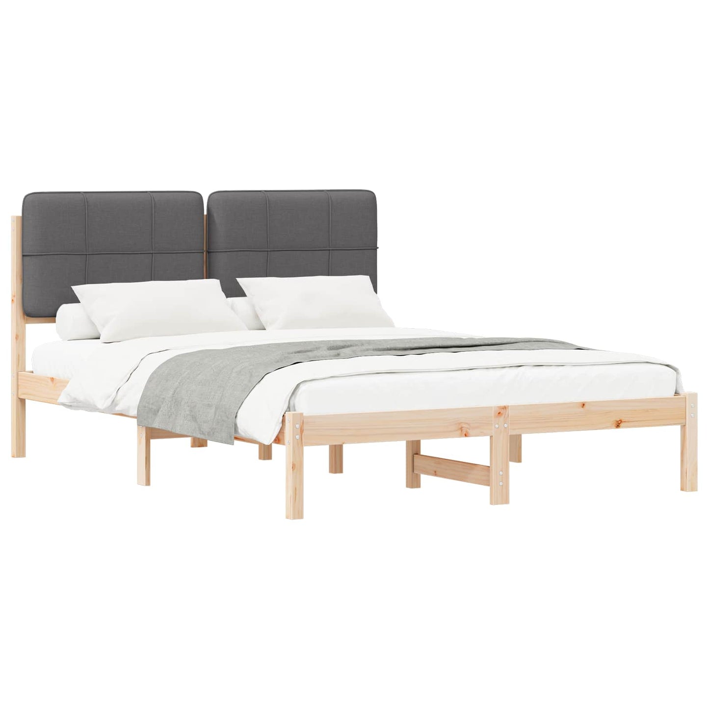 Letto con Testiera Rivestita Grigio scuro 140 x 190 cm | homemem39